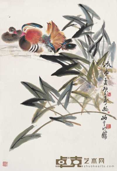 郑乃珧 戊辰（1988）年作 鸳鸯戏水图 镜心 68.5×47cm